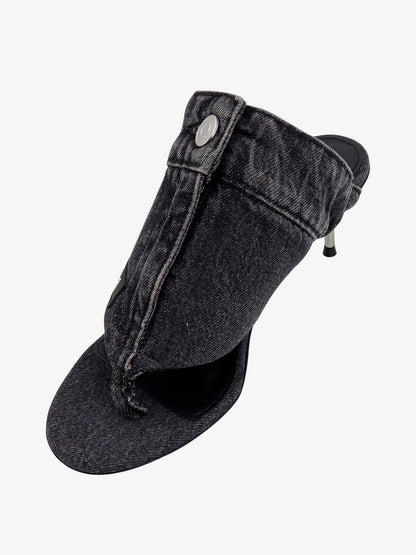 Denim sandals with logo patch thumbnail