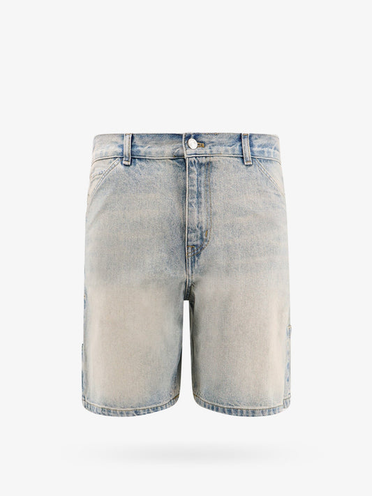 Denim bermuda shorts with embroidered logo