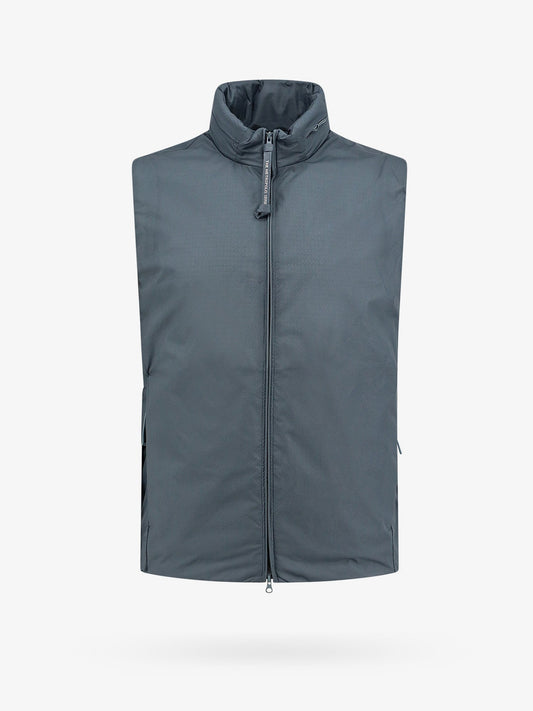 Nylon sleeveless jacket with lateral logo print