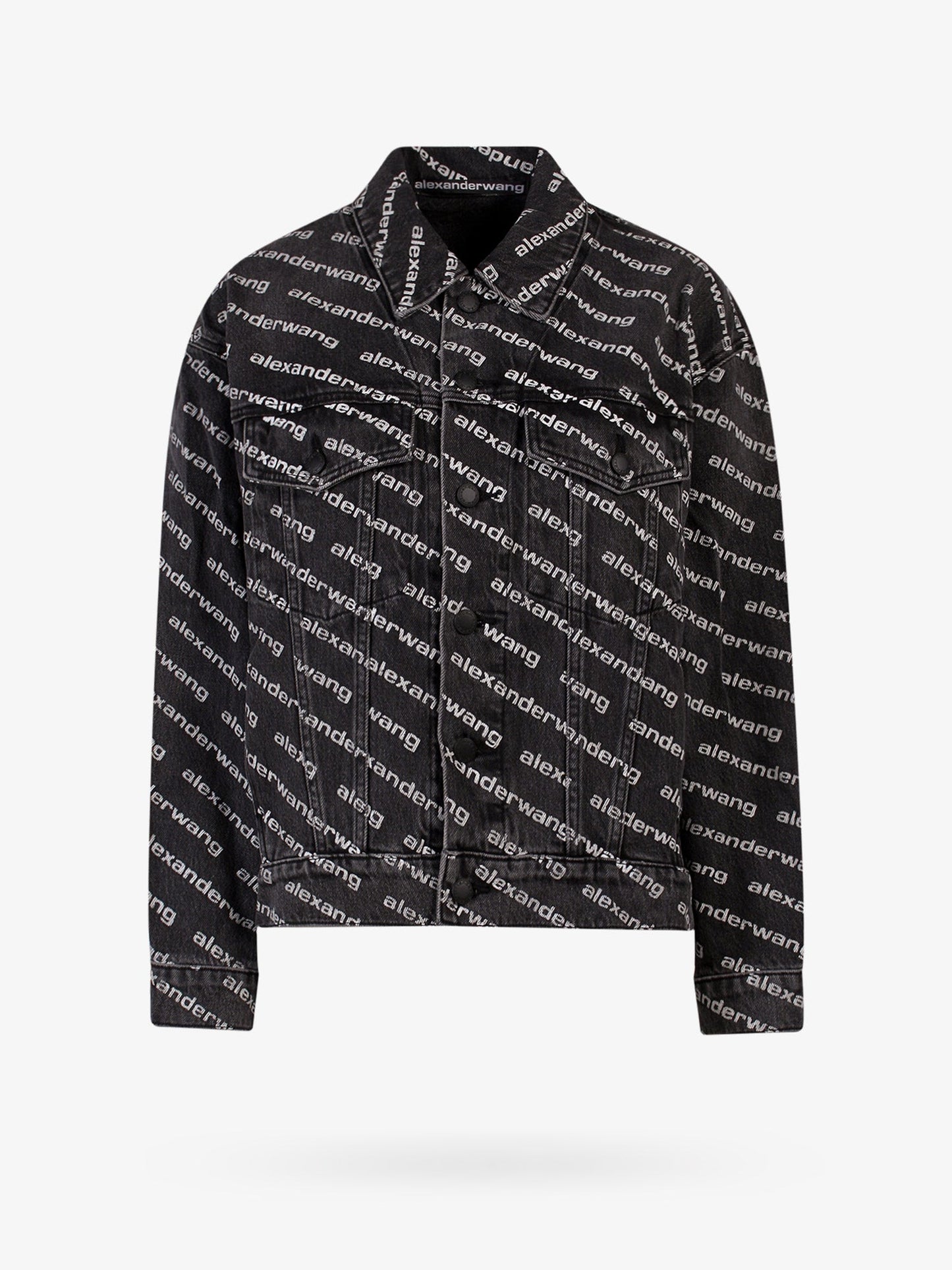 Denim jacket with all-over logo