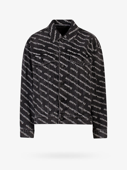 Denim jacket with all-over logo