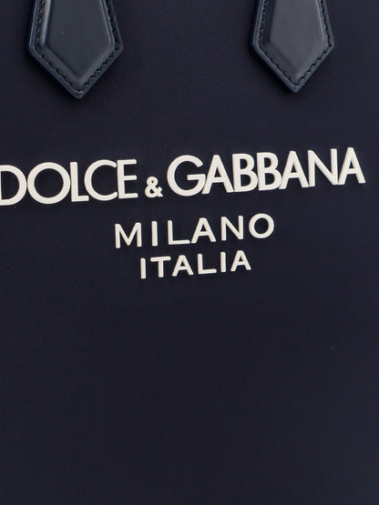 Nylon and leather handbag with embossed logo thumbnail