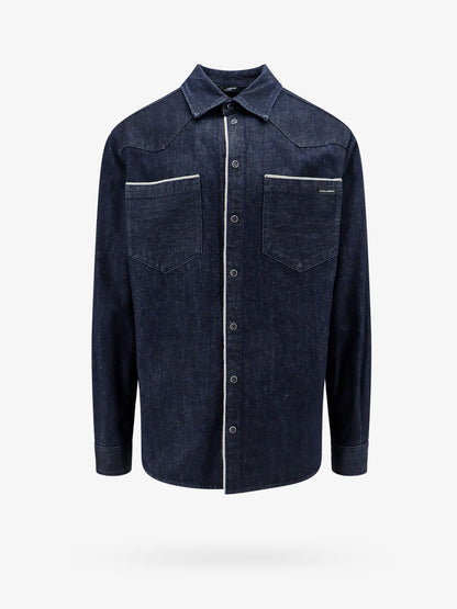 Denim shirt with logoed label thumbnail