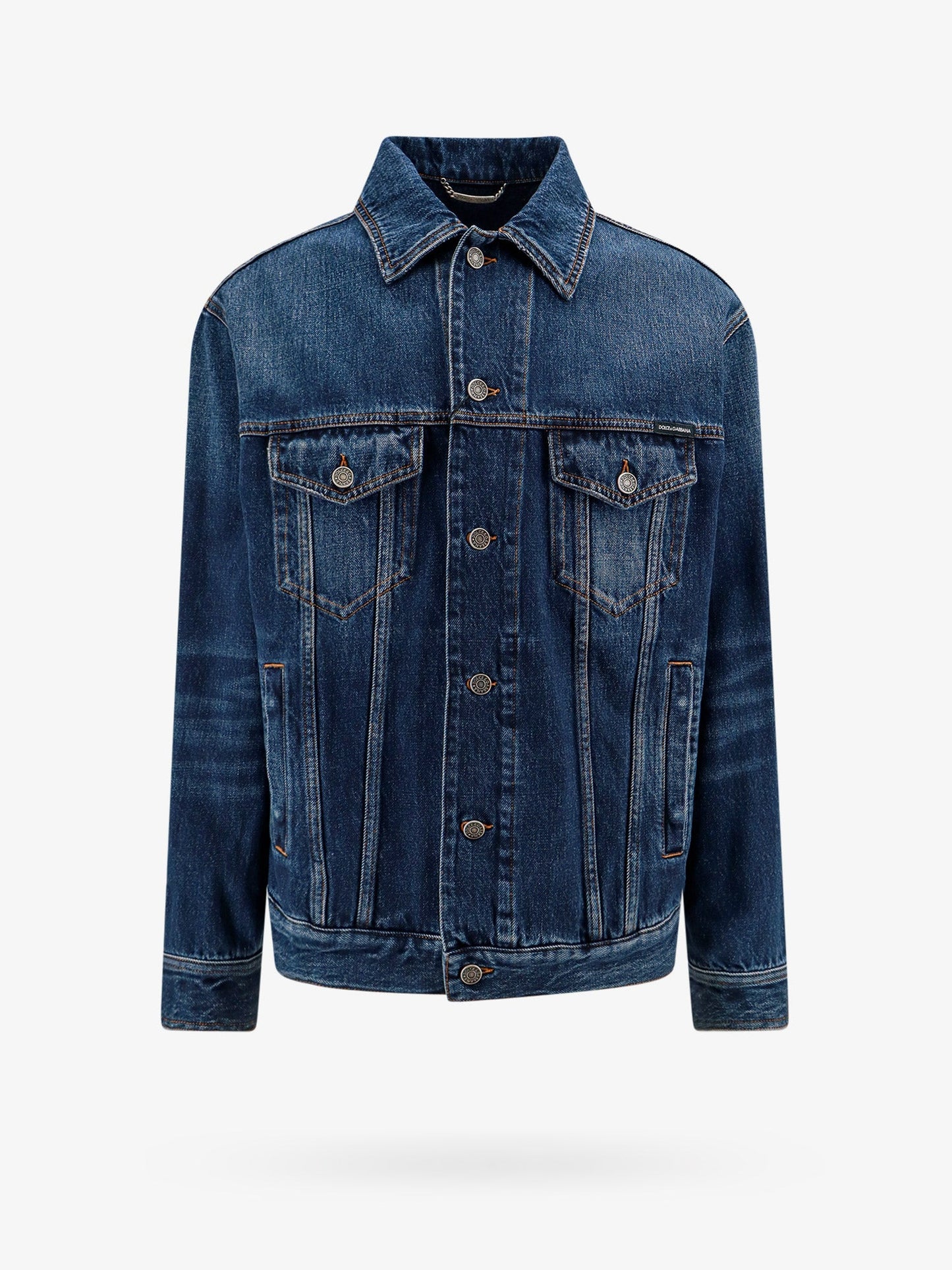 Denim jacket with logoed label