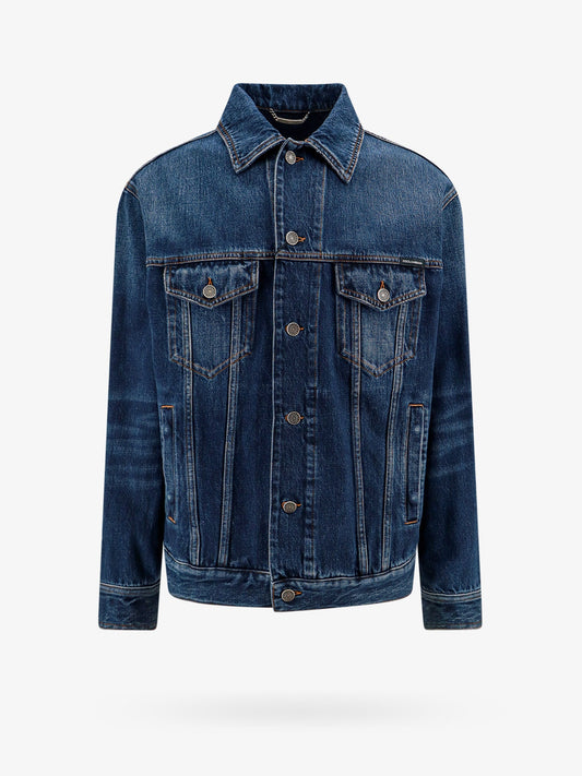 Denim jacket with logoed label