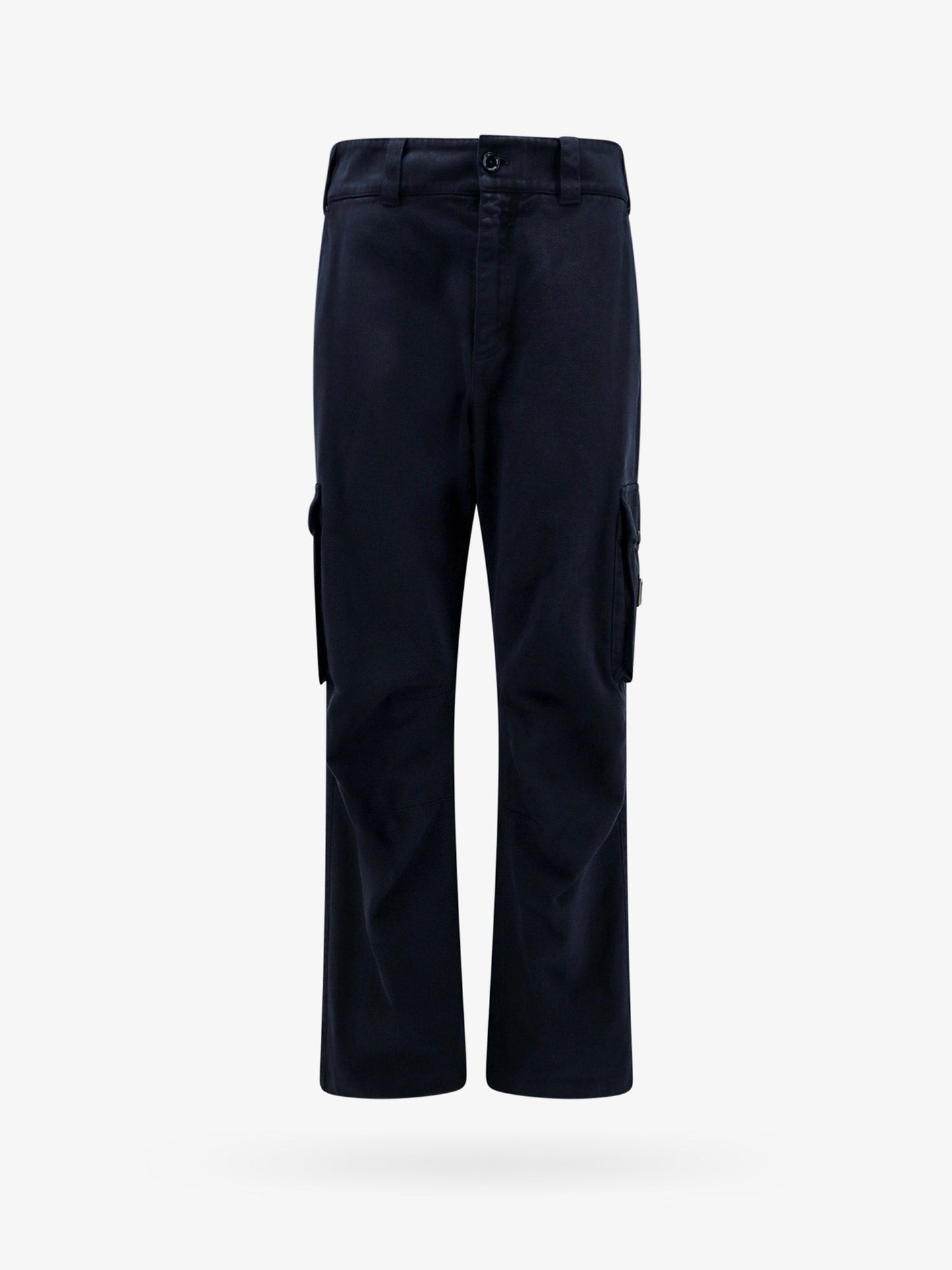 Cotton cargo trouser with metal logo patch