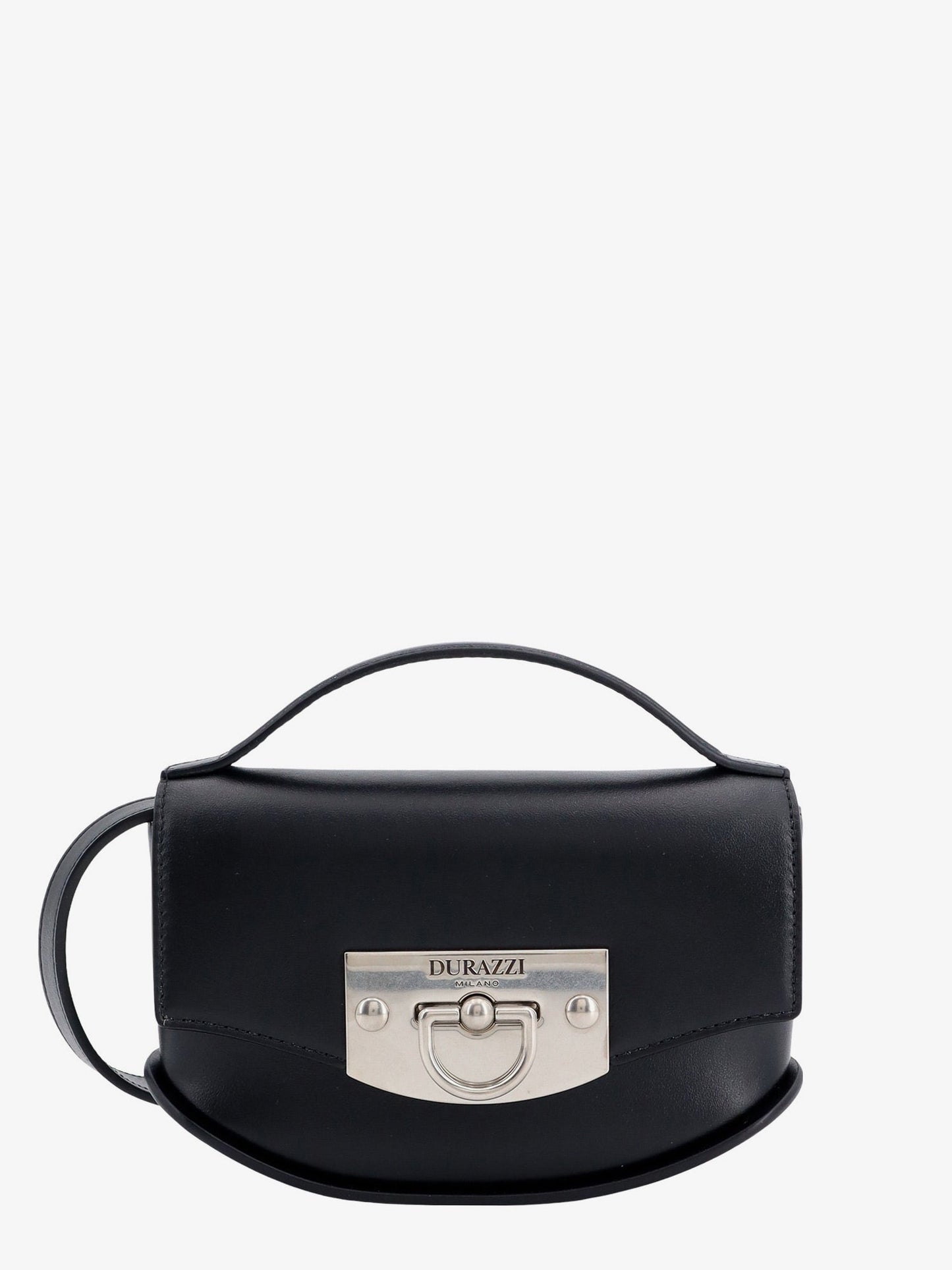 Leather handbag with engraved logo