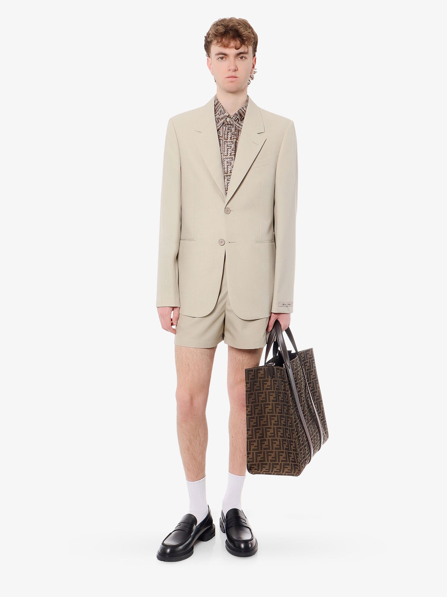 Wool shorts with 'made in fendi' label