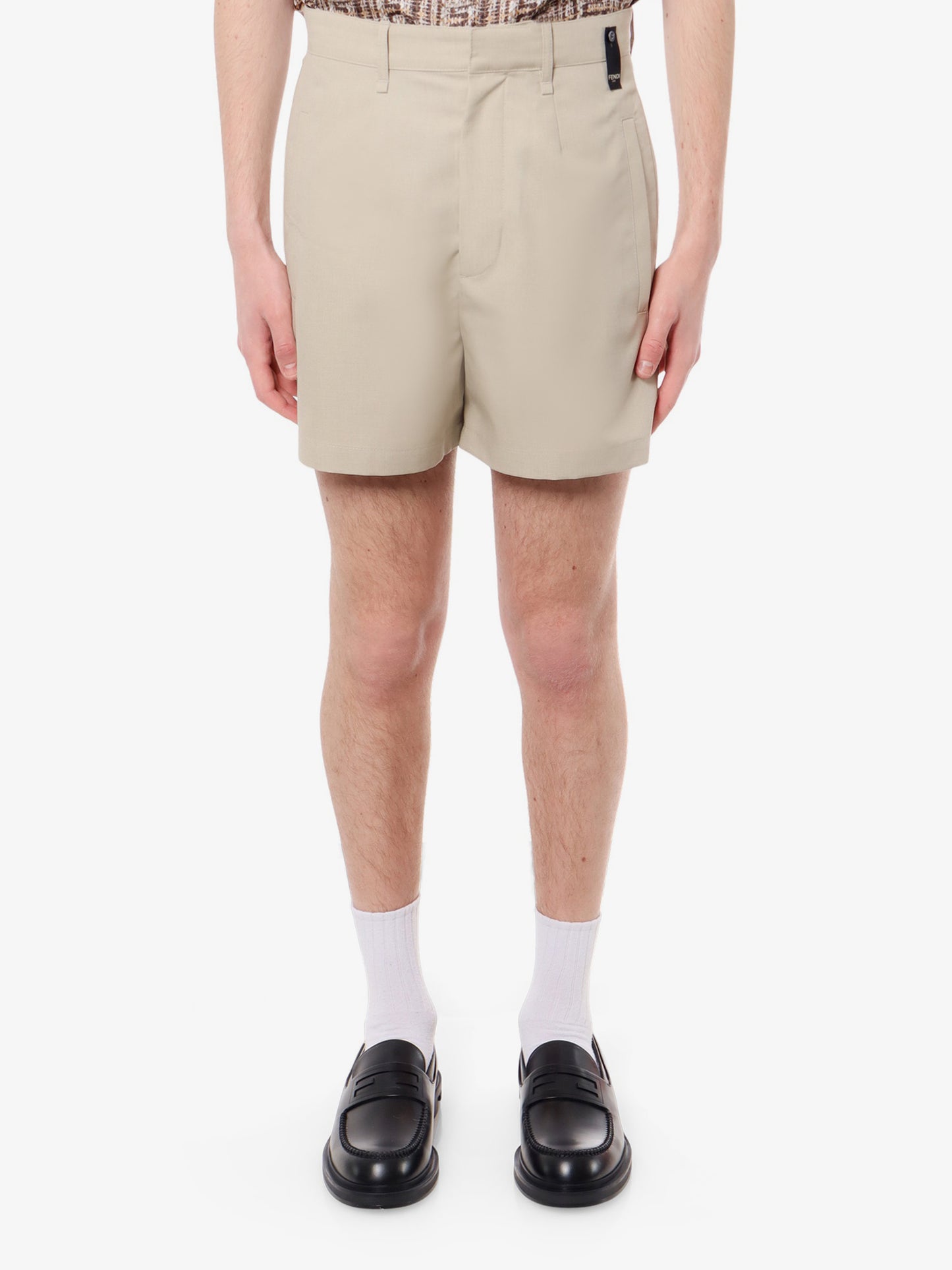 Wool shorts with 'made in fendi' label