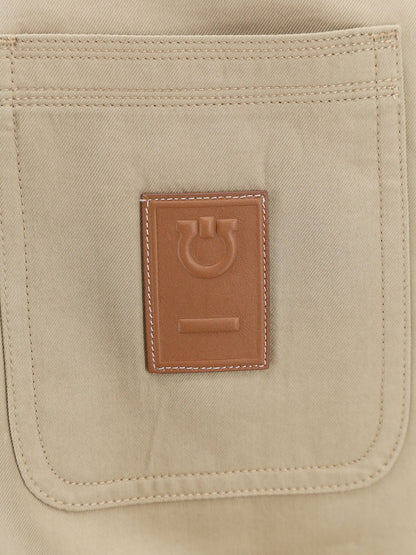 Cotton and viscose jacket with gancini leather patch thumbnail