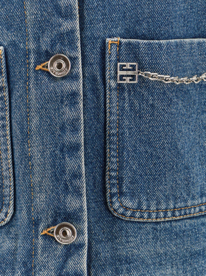 Denim jacket with metal 4g chain thumbnail