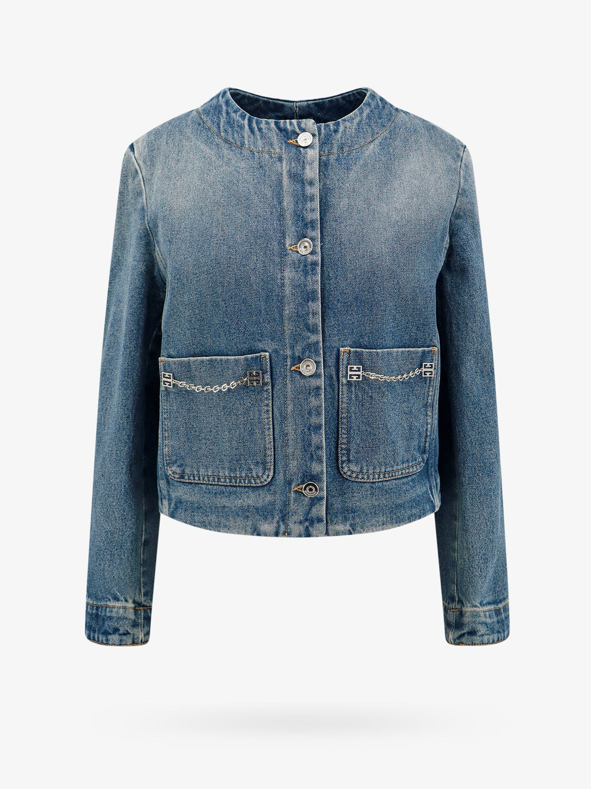 Denim jacket metal chain