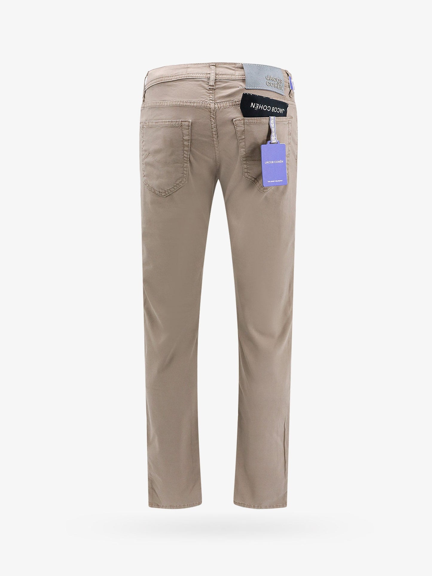 Cotton slim trouser with back logo patch