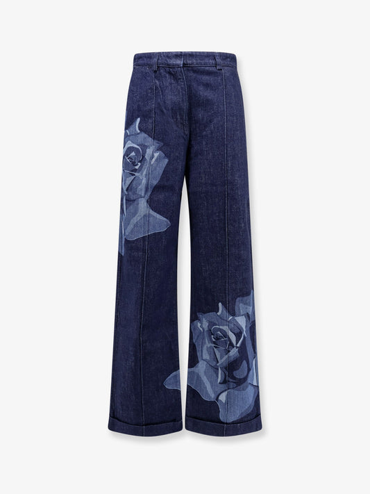 Tailored jeans with kenzo rose print