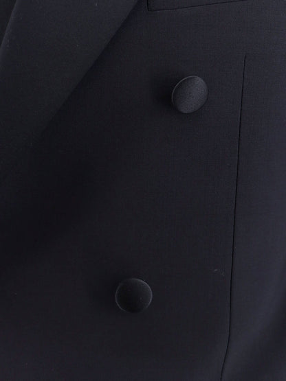 Stretch wool suit with satin profiles thumbnail