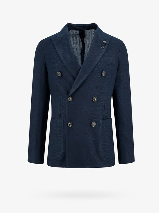 Cotton blazer with iconic brooch