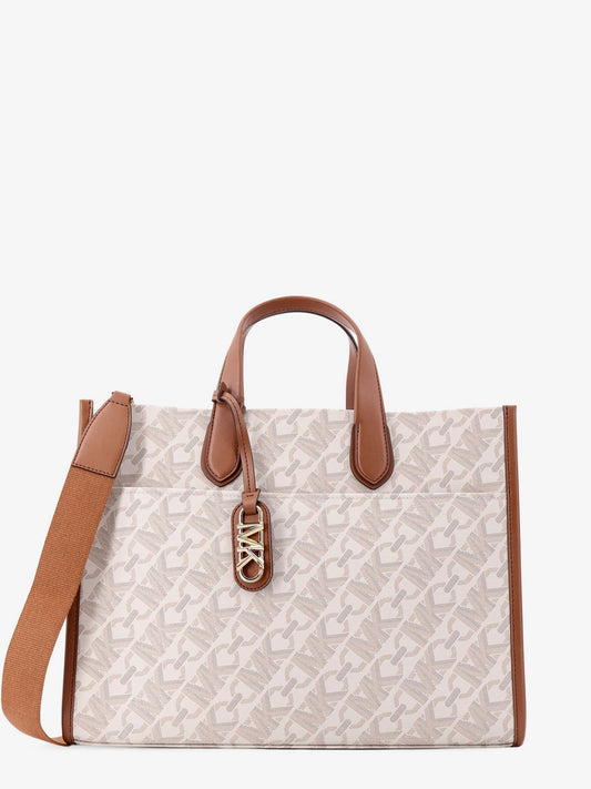 Gigi covered canvas handbag with empire logo print