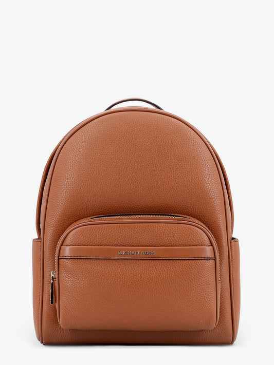Bex leather backpack with frontal logo patch