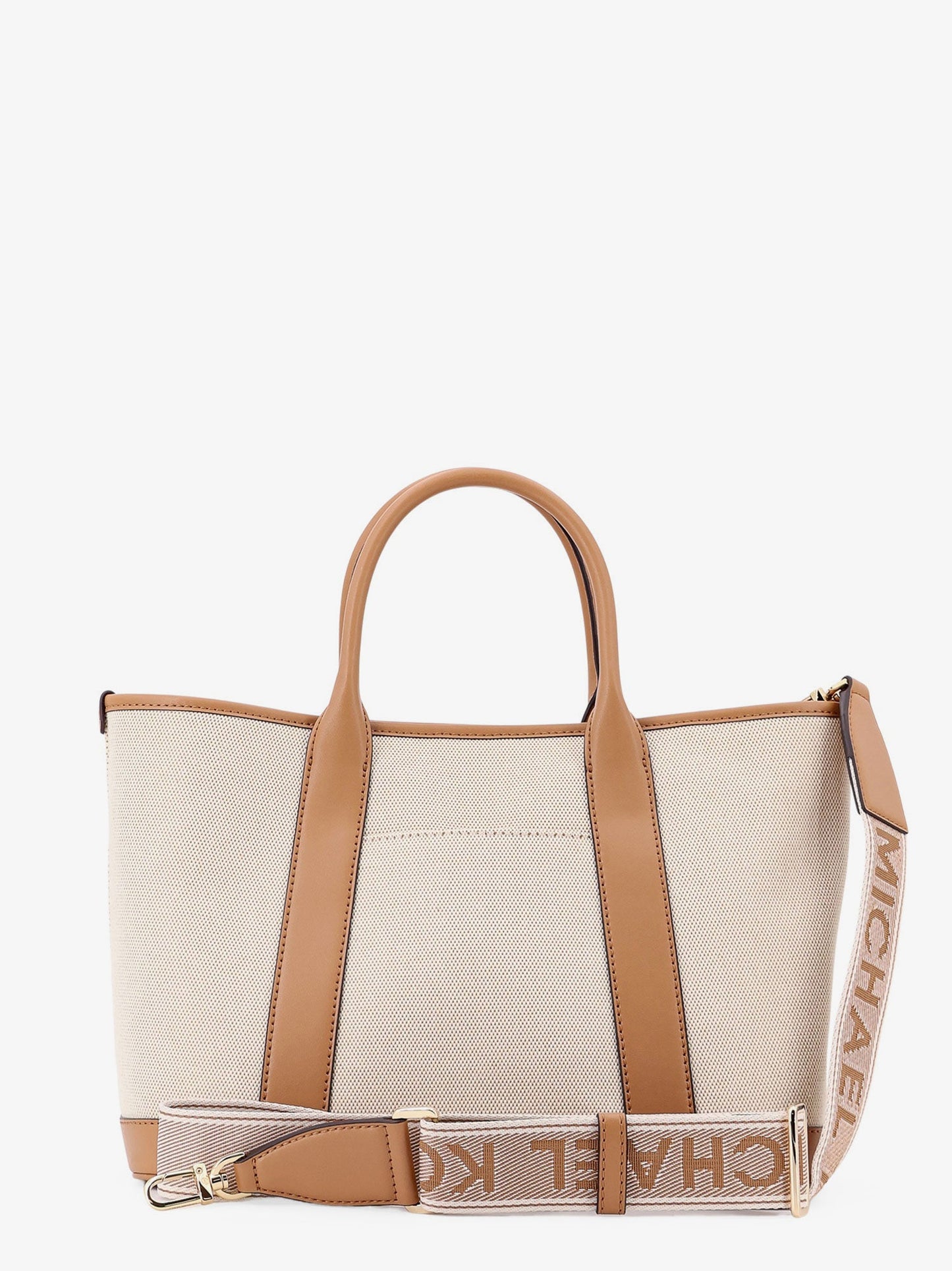 Luisa canvas and leather handbag with frontal monogram