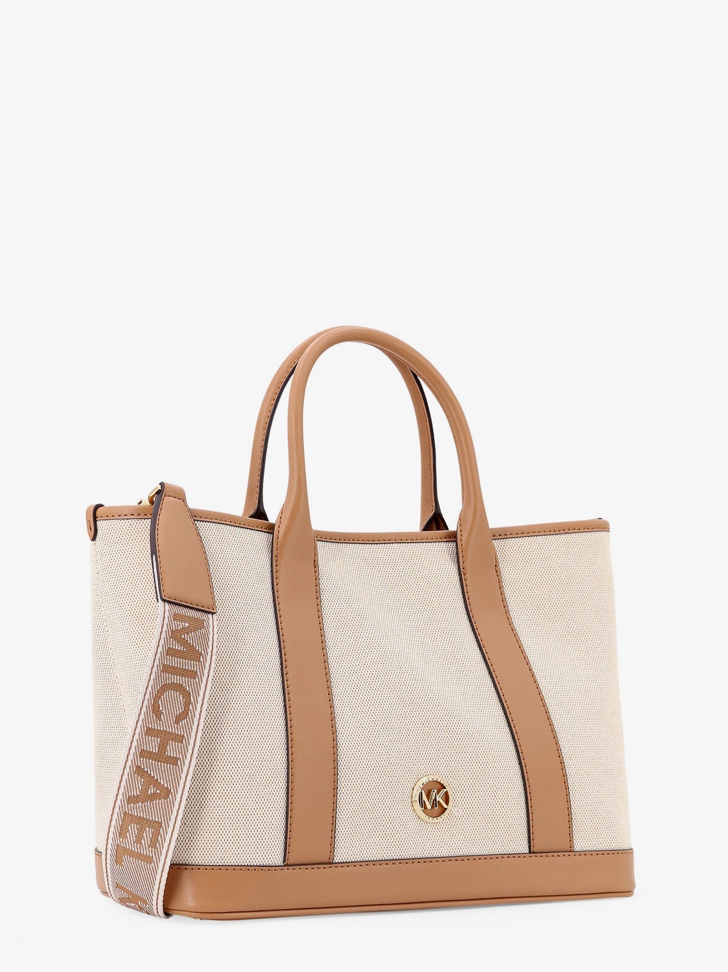 Luisa canvas and leather handbag with frontal monogram