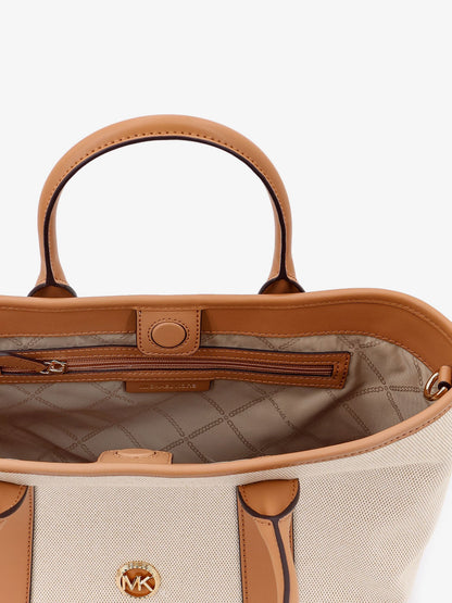 Luisa canvas and leather handbag with frontal monogram thumbnail