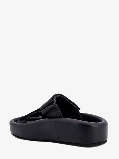 Slip-on leather sandals with maxi plateau thumbnail