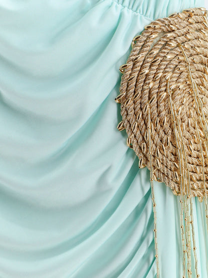 Mini dress with patch and gold metal details thumbnail