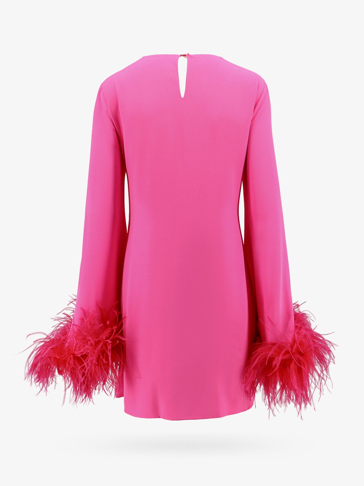 Dress with natural feathers with knot on the front