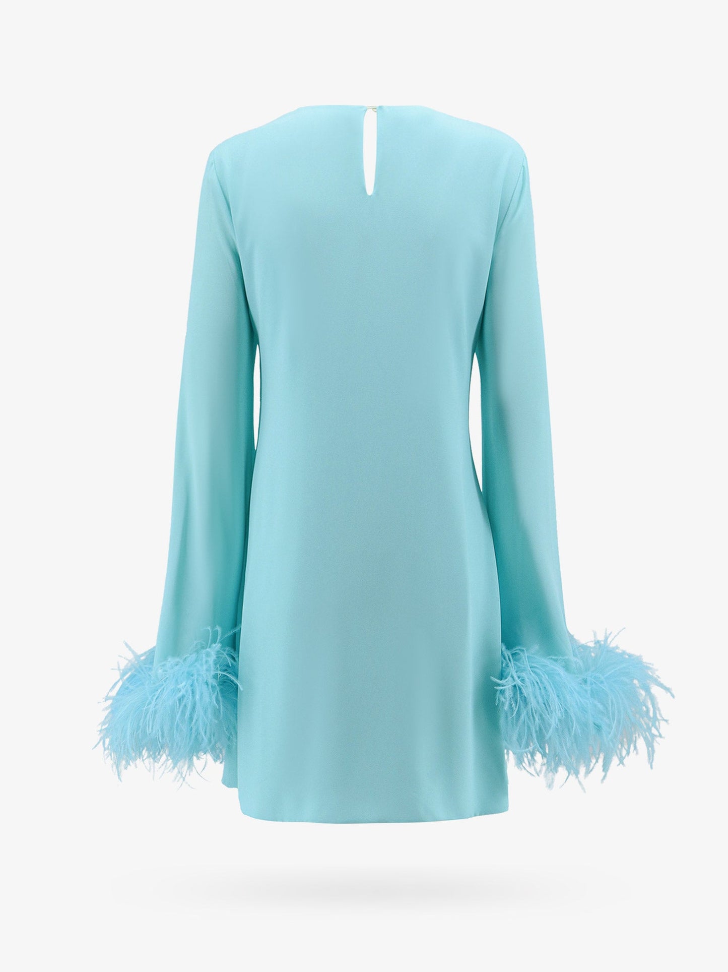 Dress with natural feathers with knot on the front