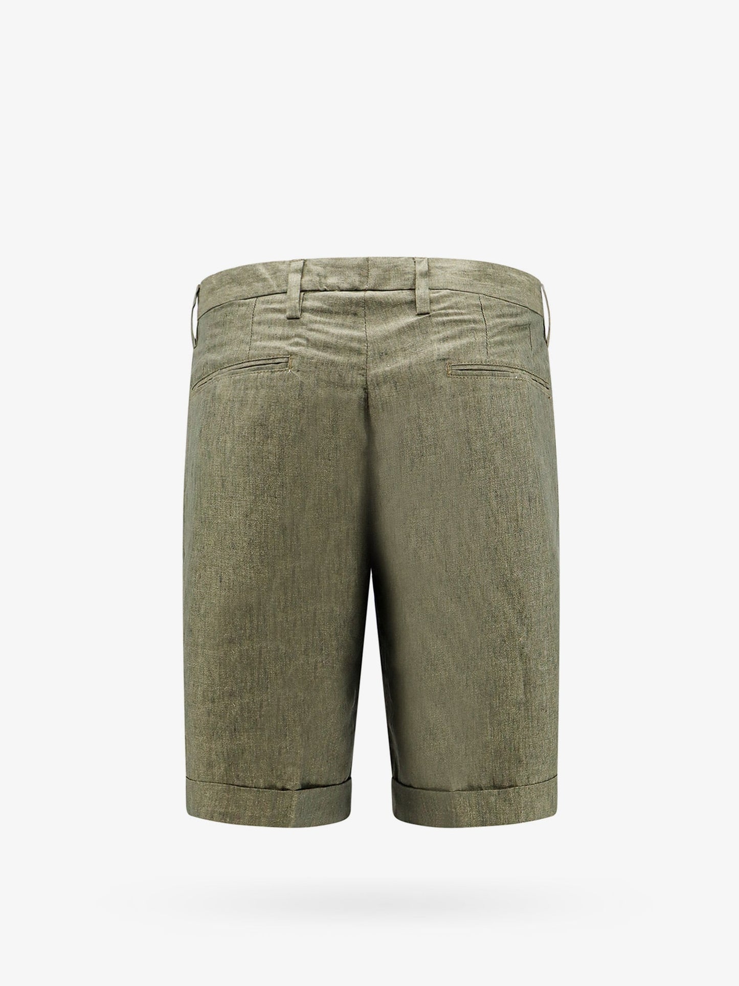 Linen bermuda shorts with logoed label