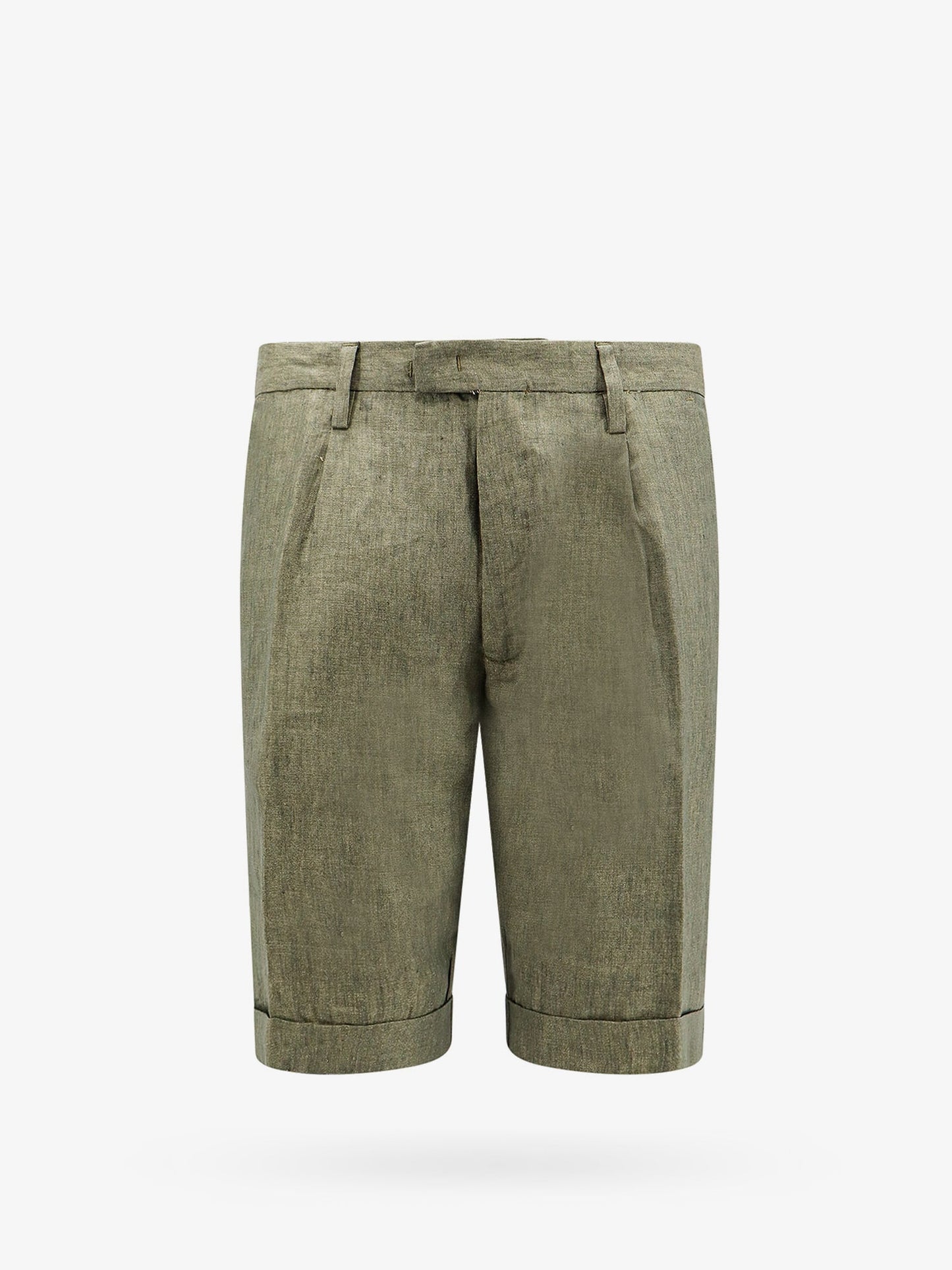 Linen bermuda shorts with logoed label
