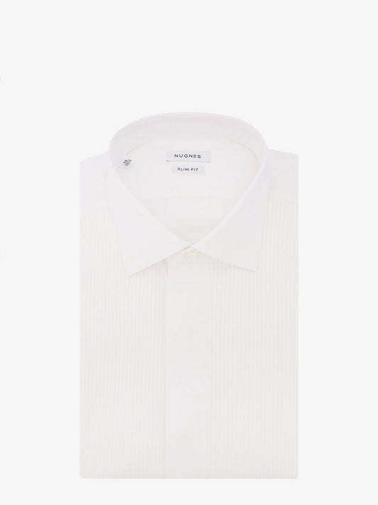 Slim fit cotton shirt with plastron