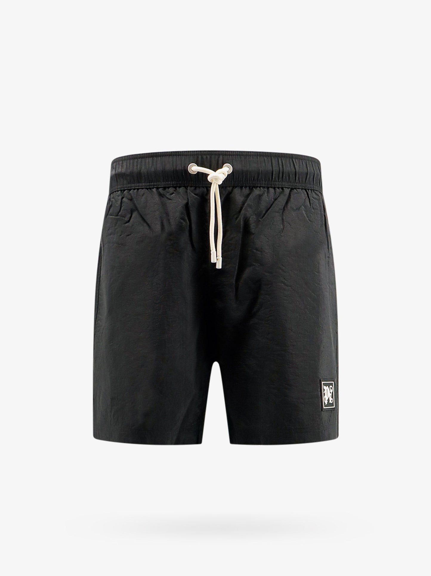 Nylon swim shorts with logo patch on the bottom