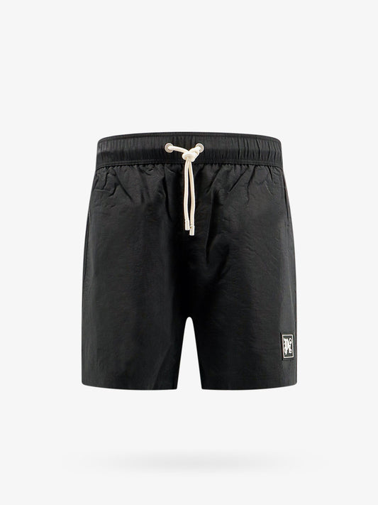 Nylon swim shorts with logo patch on the bottom