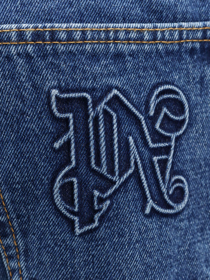 Cotton jeans with back embossed monogram thumbnail