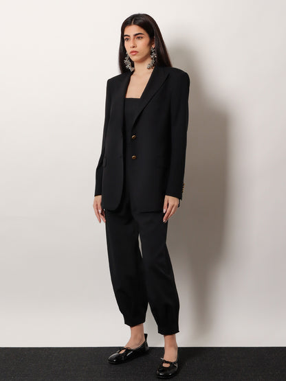 Wool blend blazer with gold buttons