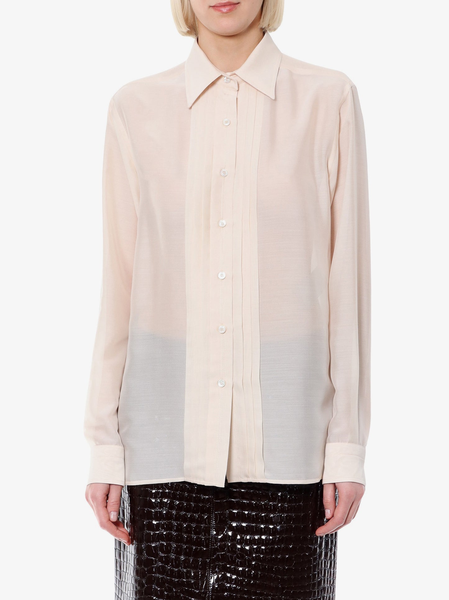 Camicia in seta con dettaglio plissettato