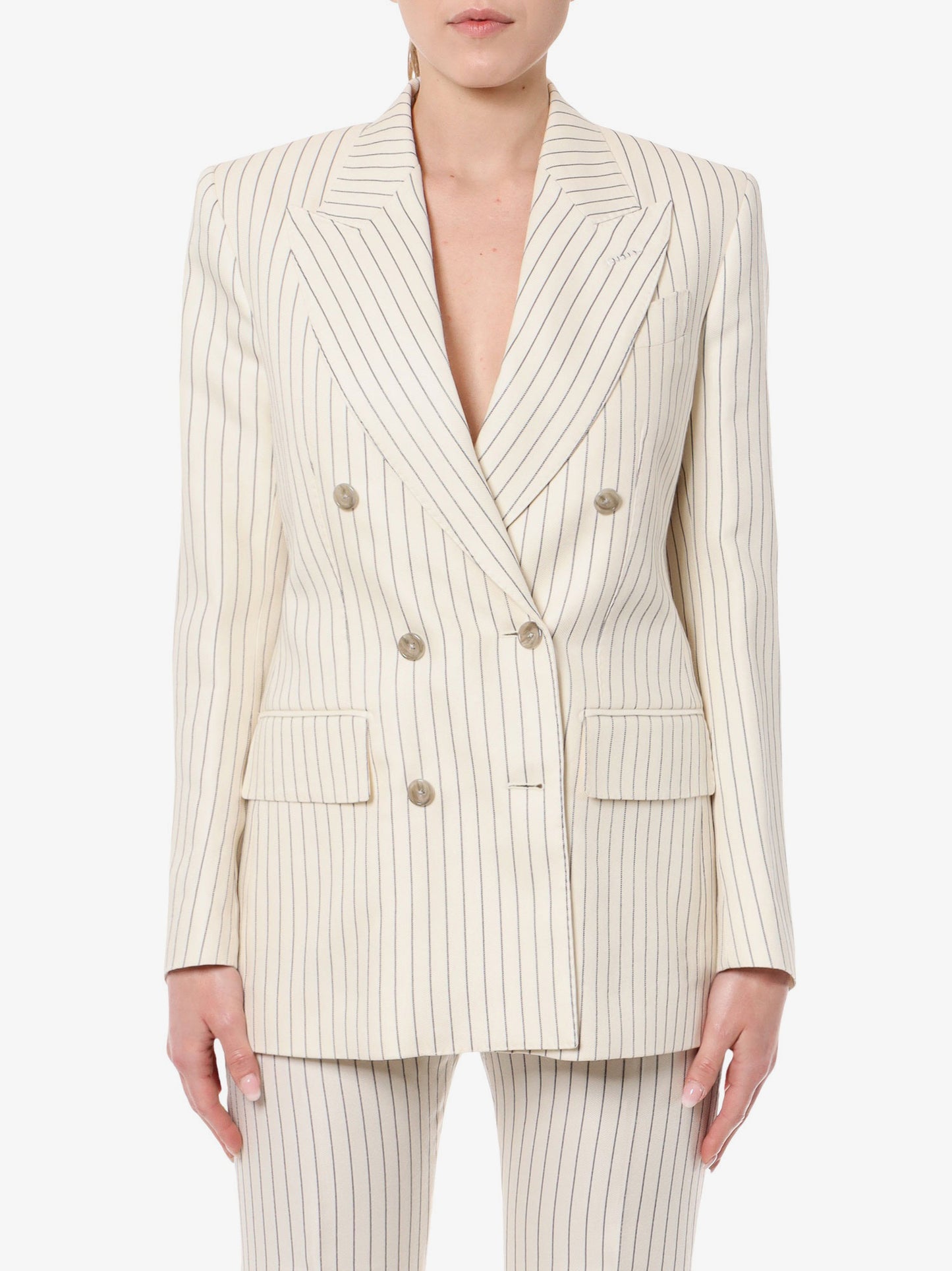 Double-breasted jacket with striped pattern