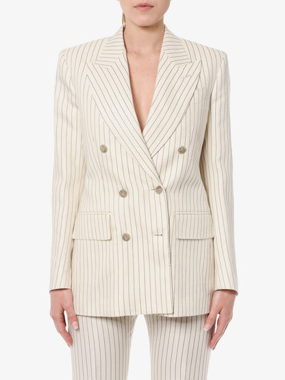 Double-breasted jacket with striped pattern thumbnail