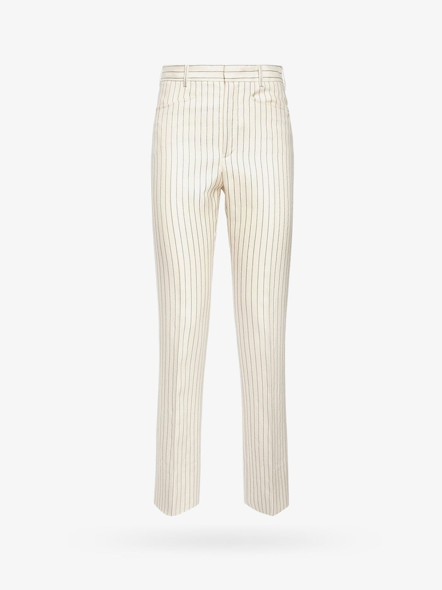 Wool and silk trouser with striped motif