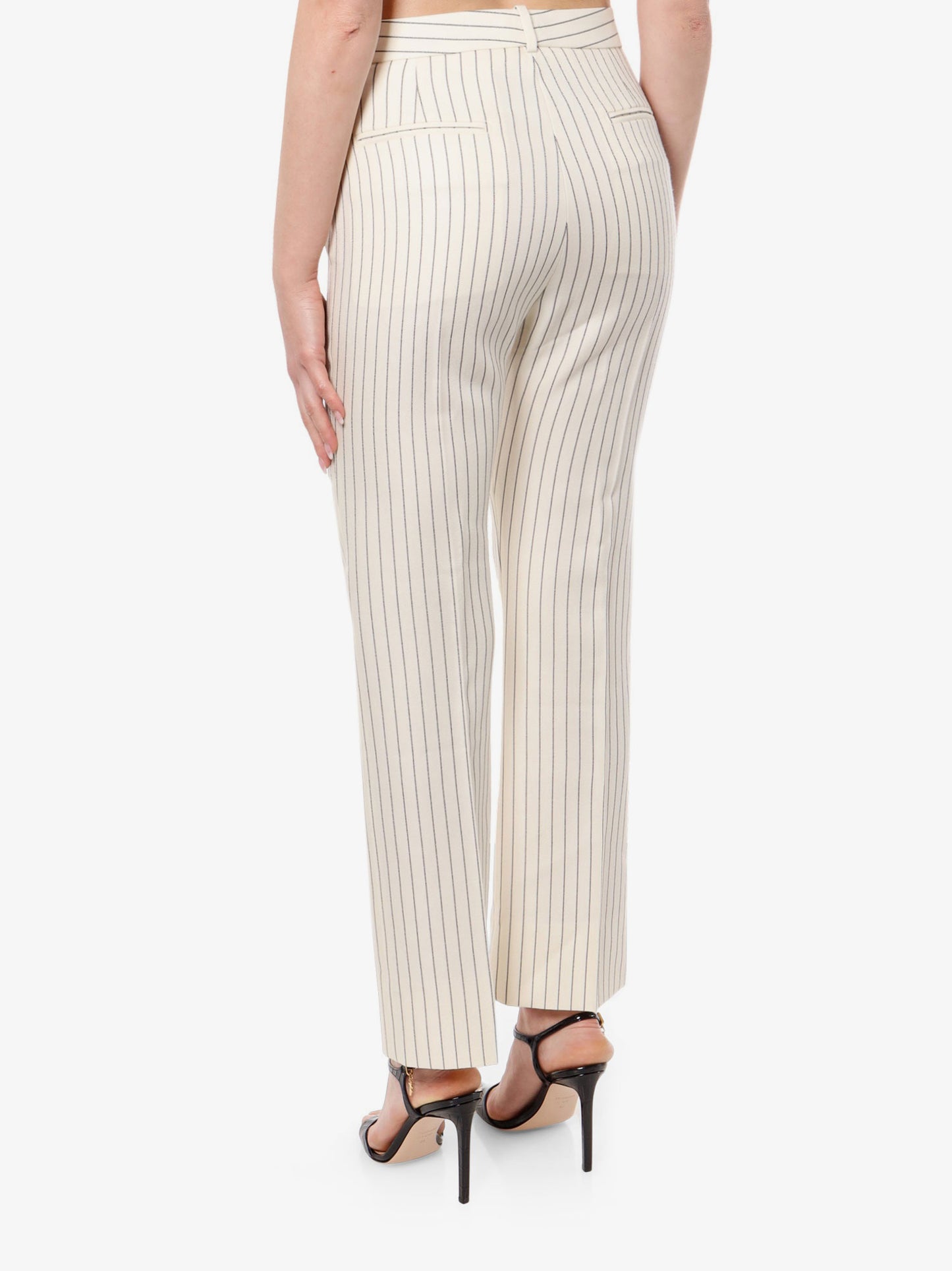Wool and silk trouser with striped motif