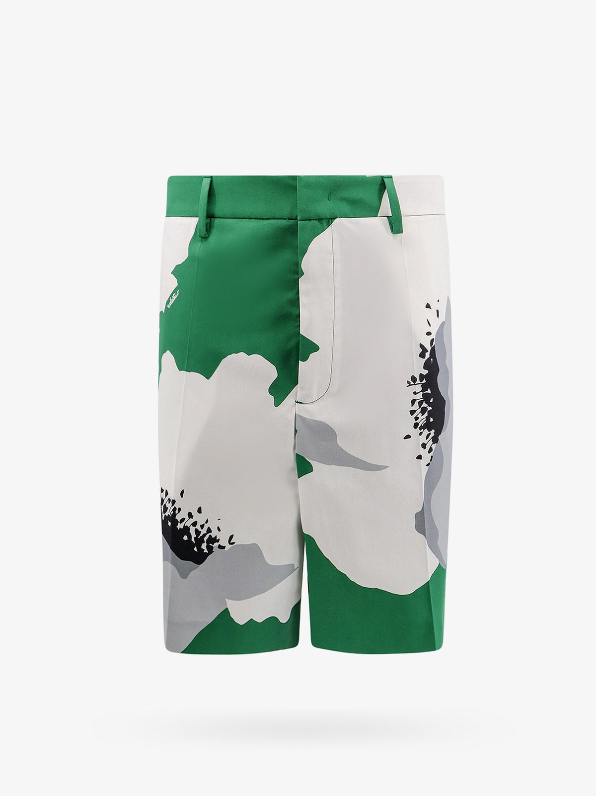 Cotton bermuda shorts with valentino flower portrait print