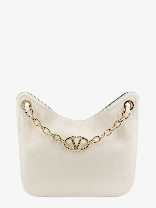 Leather shoulder bag with vlogo signature detail