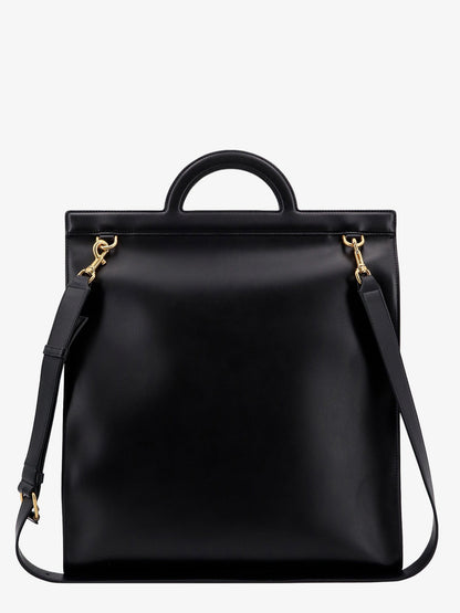 Leather handbag with frontal logo print thumbnail