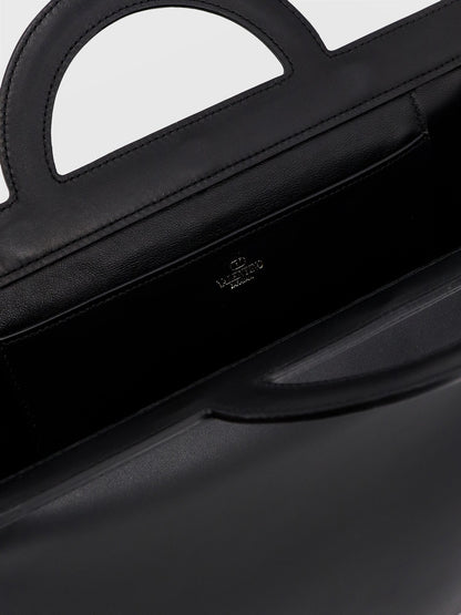 Leather handbag with frontal logo print thumbnail