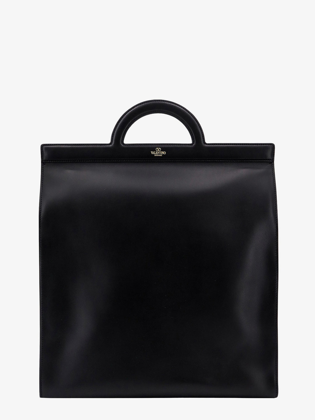 Leather handbag frontal logo print