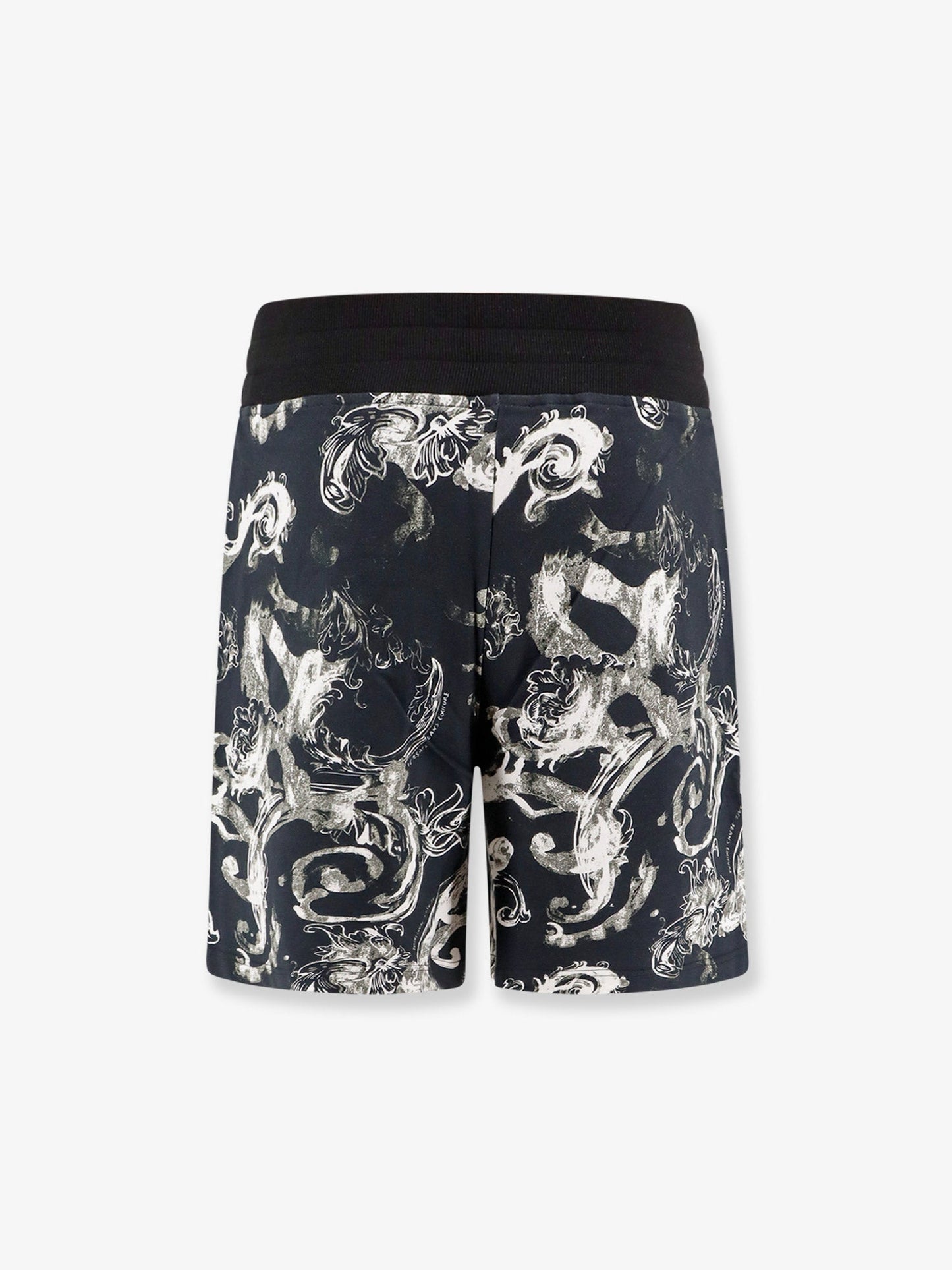 Cotton bermuda shorts with watercolor baroque print