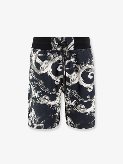 Cotton bermuda shorts with watercolor baroque print thumbnail