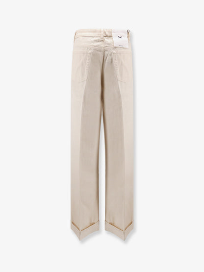 Flip Cuffed cream denim trousers thumbnail