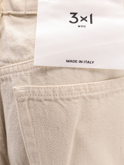 Flip Cuffed cream denim trousers thumbnail